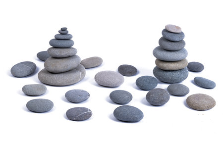 pebbles isolated on white backgroundの写真素材