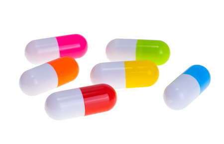 medical capsule isolated on white backgroundの写真素材