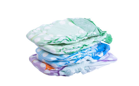 baby diaper isolated on white backgroundの写真素材