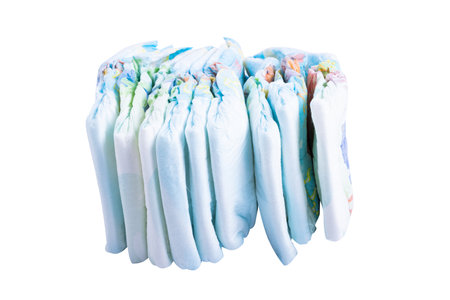diapers isolated on white backgroundの写真素材