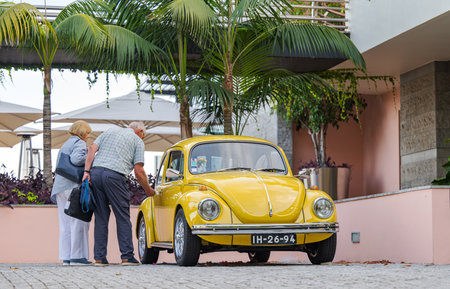Retro car in the city of Funchal on the island of Madeira, 08/05/2023の素材
