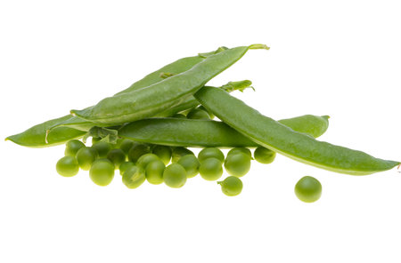 green young peas isolated on white backgroundの素材