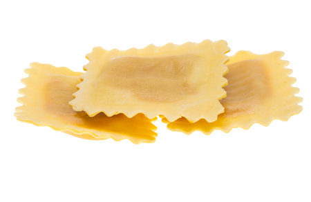 square ravioli isolated on white backgroundの素材