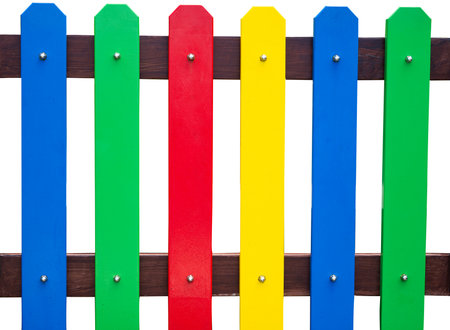 Colored children's fence isolated on white backgroundの素材