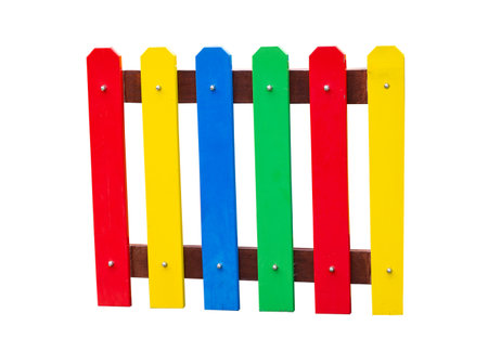 Colored children's fence isolated on white backgroundの素材