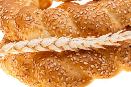 bagels with sesame isolated on white background