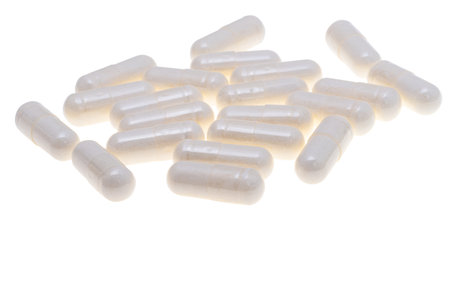 medical capsule isolated on white backgroundの写真素材