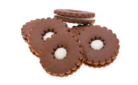 double cookies isolated on white backgroundの写真素材