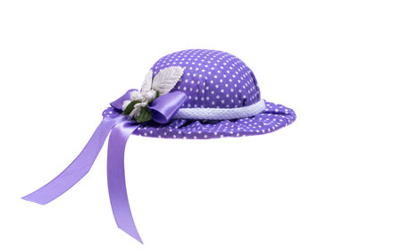 lilac lavender hat isolated on white backgroundの写真素材