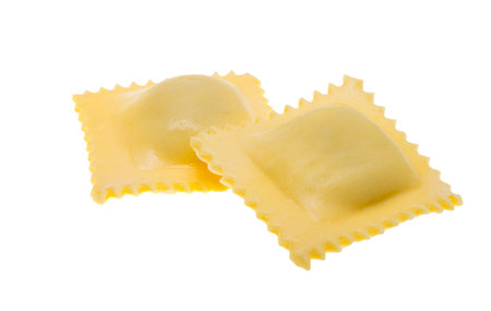 Italian ravioli isolated on white backgroundの写真素材