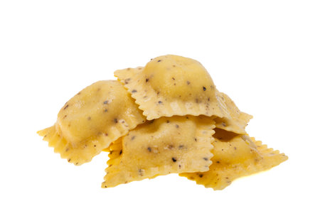 ravioli with cheese and spices isolated on white backgroundの写真素材