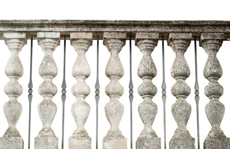 vintage stone railing on white background