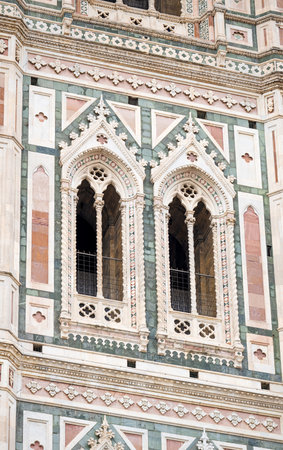 beautiful gothic architecture of the cathedral in florence italyの写真素材
