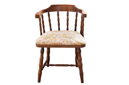 wooden beautiful chair isolated on white backgroundの写真素材