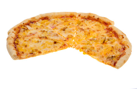 pizza isolated on white backgroundの写真素材