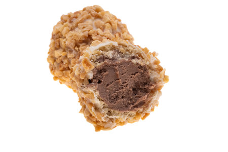 nut truffle isolated on white backgroundの写真素材