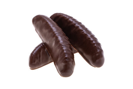 gelatin candies in chocolate isolated on white backgroundの写真素材