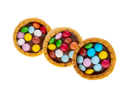 basket with chocolate cream isolated on white backgroundの写真素材