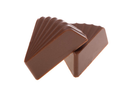 chocolate candies isolated on white backgroundの写真素材