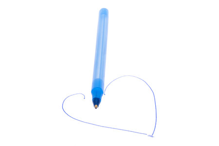 blue pen isolated on white backgroundの写真素材