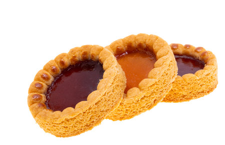 biscuit with jam isolated on white backgroundの写真素材