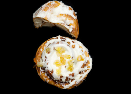 American Cinnabon roll with cinnamon closeup