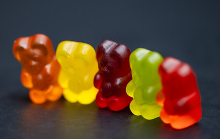 gummy bears on black backgroundの写真素材