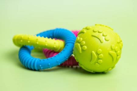 dog toys on a beautiful backgroundの写真素材