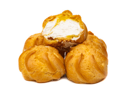 round eclairs on a white backgroundの写真素材