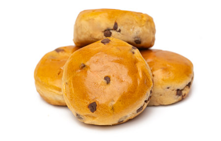 buns with chocolate drops close-upの写真素材