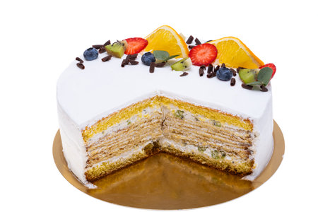 sponge cake isolated on white background