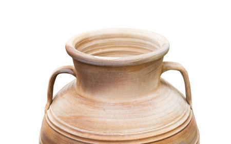 greek clay jugs isolated on white backgroundの写真素材