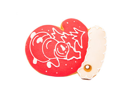 Christmas cookies isolated on white backgroundの写真素材