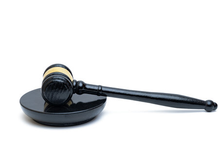 gavel of justice isolated on white backgroundの写真素材