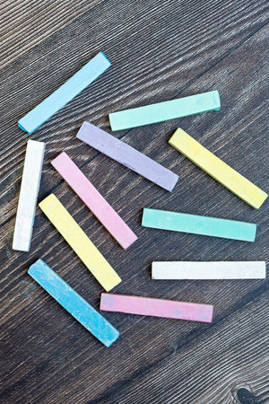 Colored crayons for education close up