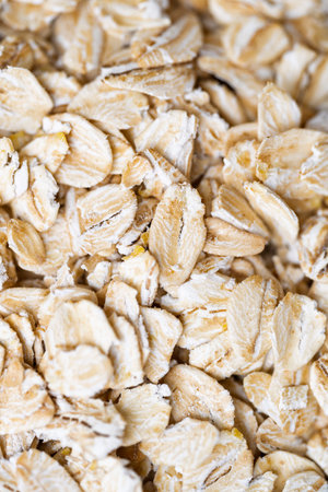 background of oat flakes close up