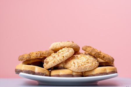cookies on pink background