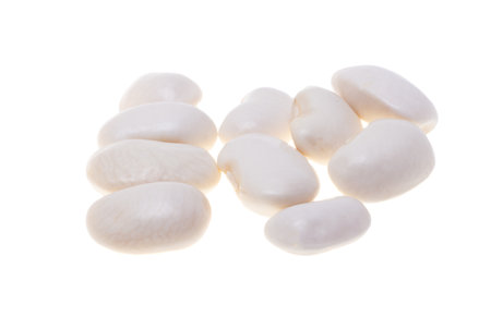 white beans isolated on white backgroundの写真素材