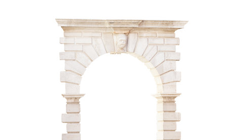 stone arch isolated on white backgroundの写真素材
