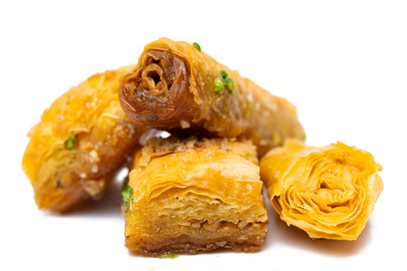 Turkish sweets on white backgroundの写真素材