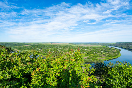 landscape of the Dniester river on a sunny day