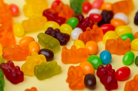 jelly fruit candies bears close up