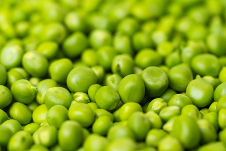green peas on a light green background