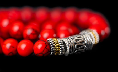 red beads isolated on black background