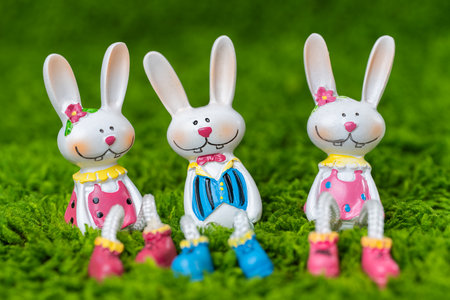Close-up photo of happy Easter bunnies