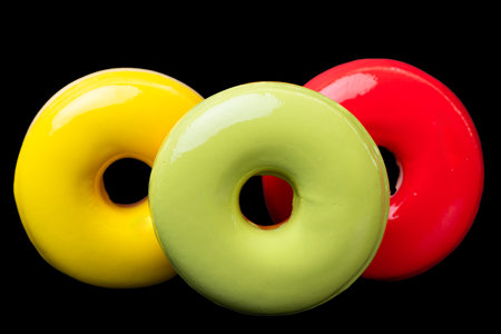 glazed donuts isolated on black background