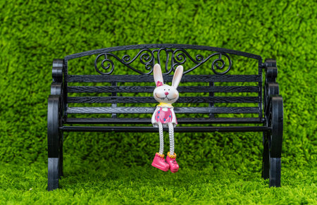 Close-up photo of Easter bunniesの写真素材