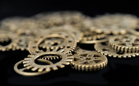 gears close up on black background