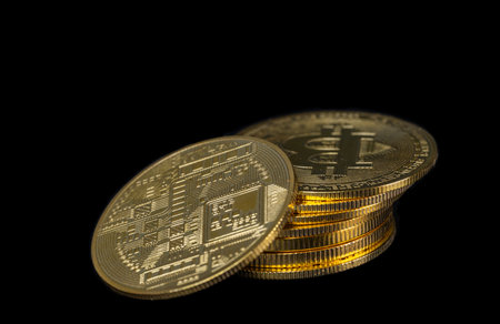 bitcoin coins on black background