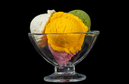 Ice cream on black background